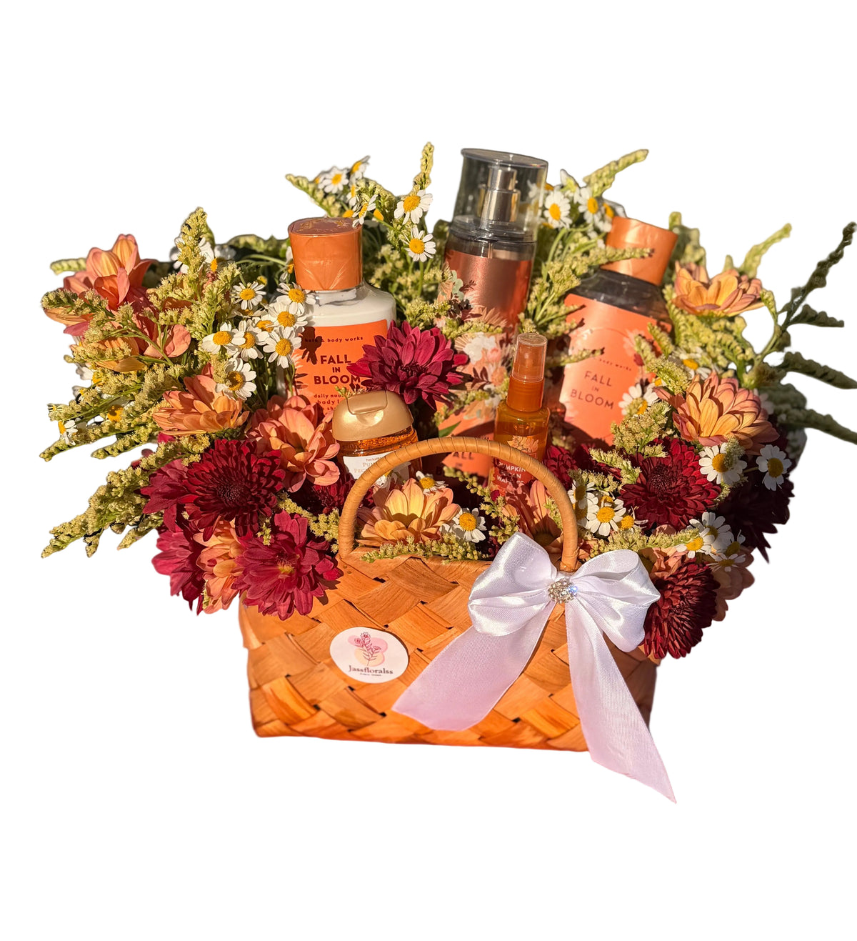 Bloom Basket (Freestyle Design) (Any color florals + 5 Bath and Body Works Product)