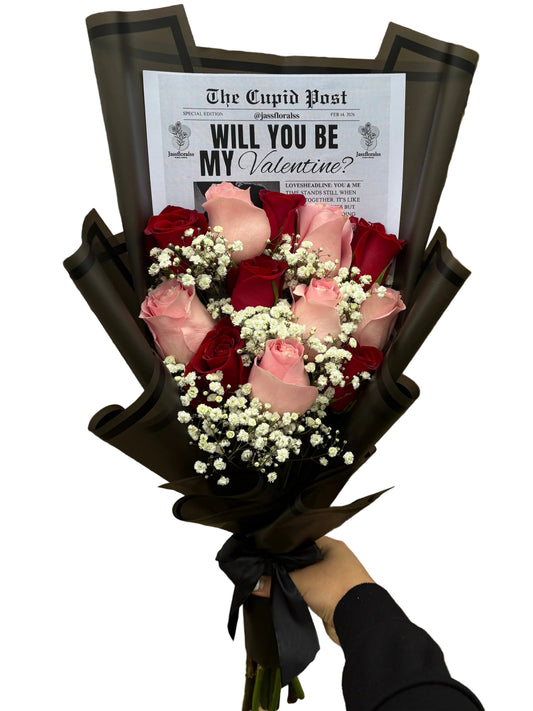 Pink and Red Rose Bouquet – Romantic Fresh Flower Arrangement