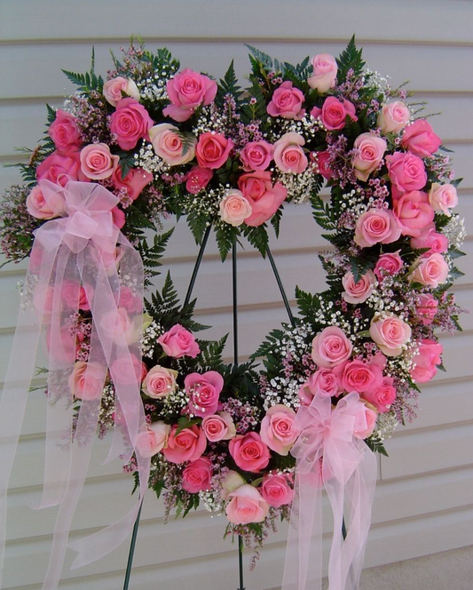 Pink Rose Heart Wreath