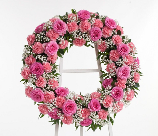 Pink Rose & Carnation Wreath