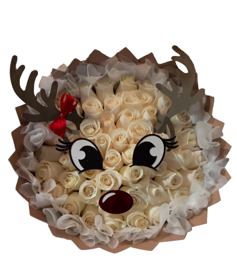 Winter Reindeer 50 Rose Bouquet