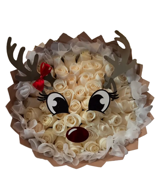 Winter Reindeer 50 Rose Bouquet