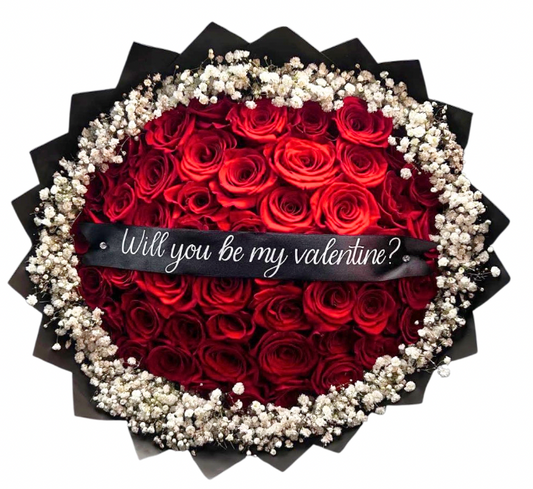 25 Red Roses with Baby’s Breath – Classic Romantic Floral Arrangement
